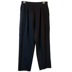 ST JOHN Collection By Marie Gray Black Pleated Pull On Elastic Band Pants Size 8